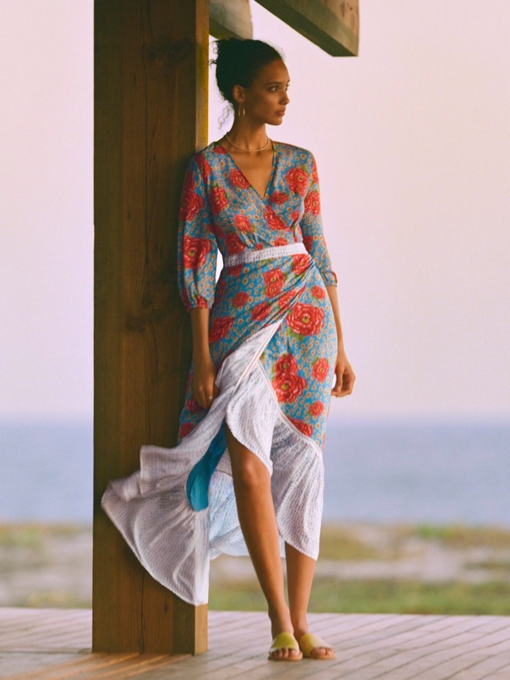 Farm Rio x Anthropologie Susanne Maxi Wrap Dress Sz Medium HTF